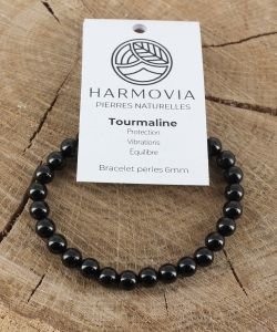 Bracelet Tourmaline Noire perles 6mm